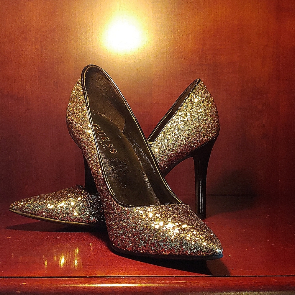 Guess Gold Glitter Heels